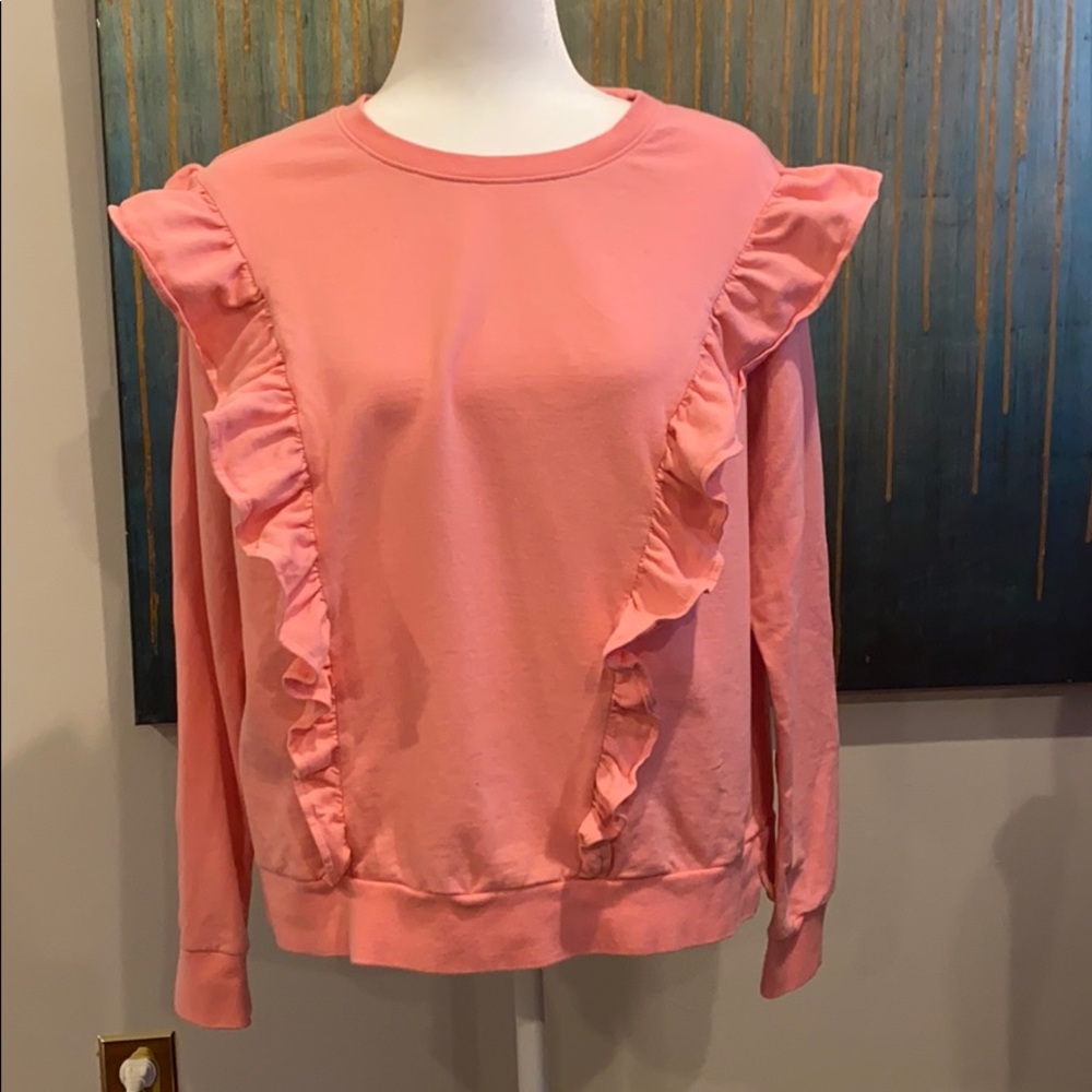 Pink ruffle sweatshirt perfect for spring time